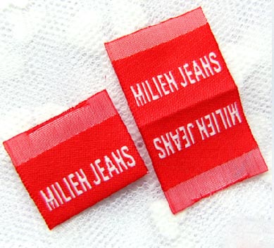 红底白字双锦烧边织唛标