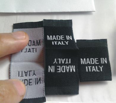 双锦黑底白字切边织唛商标